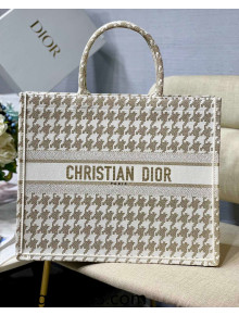 Dior Large Book Tote Bag in Houndstooth Embroidery White/Gold M1286 2022 11
