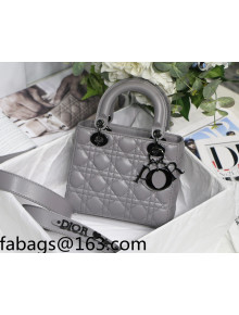 Dior Lady Dior MY ABCDior Small Bag in Grey Lambskin with Metallic Black Hardware 2022 M8001 31
