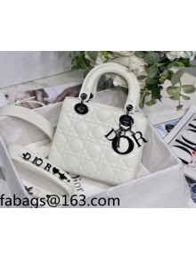 Dior Lady Dior MY ABCDior Small Bag in White Lambskin with Metallic Black Hardware 2022 M8001 32