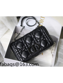 Dior Medium Caro Chain Bag in Quilted Macrocannage Calfskin All Black 2021