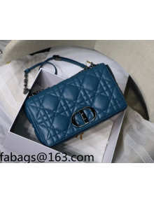 Dior Large Caro Chain Bag in Quilted Macrocannage Calfskin Ocean Blue 2021