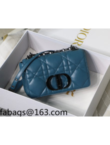 Dior Small Caro Chain Bag in Quilted Macrocannage Calfskin Ocean Blue 2021