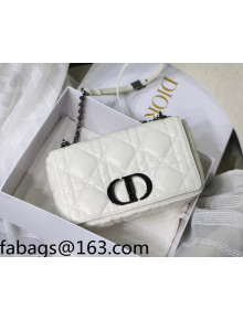 Dior Medium Caro Chain Bag in Quilted Macrocannage Calfskin White/Black 2021
