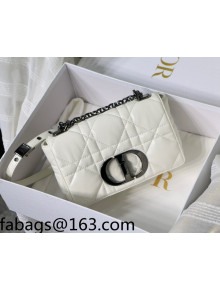 Dior Small Caro Chain Bag in Quilted Macrocannage Calfskin White/Black 2021