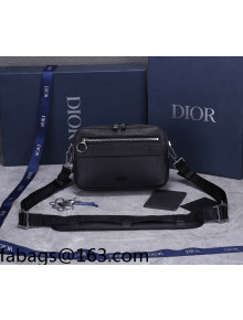 Dior Men's Safari Messenger Bag in Black Grained Leather 2022 93307 03