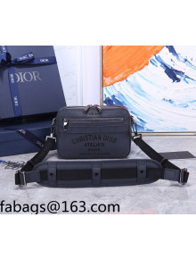 Dior Men's Safari Messenger Bag in Grey Grained Leather 2022 93307 07
