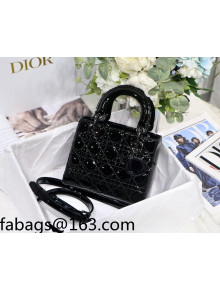 Dior Lady Dior Small Bag in Black Patent Leather with Metallic Black Hardware 2022 63