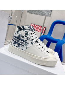Dior Walk'n'Dior Star High-top Sneakers in Blue and White Calfskin and Fabric with Dior Étoile Motif 2022