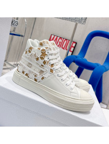 Dior Walk'n'Dior Star High-top Sneakers in Brown and White Calfskin and Fabric with Dior Étoile Motif 2022