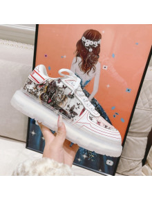 Dior Addict Sneakers in Red Butterfly print Mesh 2022
