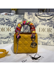 Dior Classic Lady Dior Lambskin Mini Bag Orange Yellow/Gold 2022