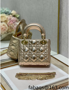 Dior Classic Lady Dior Lambskin Mini Bag Champagne Gold 2022 0505