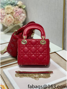 Dior Classic Lady Dior Lambskin Mini Bag Cherry Red/Gold 2022 0505
