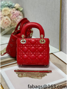 Dior Classic Lady Dior Lambskin Mini Bag Chinese Red/Gold 2022 0505