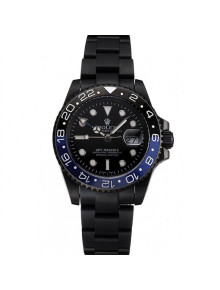 Top Quality Rolex GMT Master II Black Dial Blue And Black Bezel Black PVD Case And Bracelet PR18239