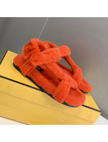 Fendi Feel Shearling Flat Sandals Red 2021 62