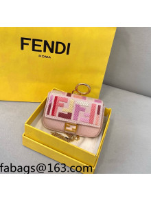 Fendi FF Embroidered Canvas Nano Baguette Charm Pink/Red 2022