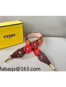 Fendi Strap You Bloom Shoulder Strap Burgundy/Red/Orange 2022