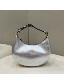 Fendi Fendigraphy Leather Small Hobo Bag with Metal FENDI Silver 2022