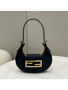 Fendi Cookie Leather Hobo Mini Bag Black 2022 8556