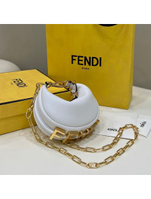 Fendi Nano Fendigraphy Leather Mini Hobo Bag Charm White 2022 80056S