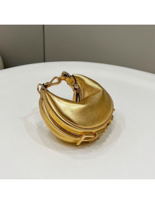 Fendi Nano Fendigraphy Leather Mini Hobo Bag Charm Gold 2022 80056S