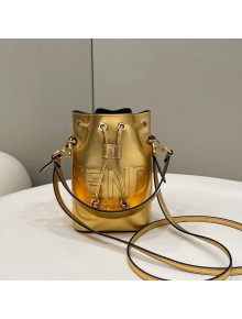 Fendi Mon Tresor Mini Bucket Bag in Gold Metallic Leather 2022 8288