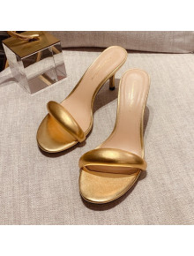 Gianvito Rossi Leather Heel Slide Sandals 7.5cm Gold 2021 67 