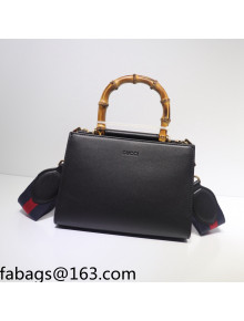Gucci Leather Bamboo Top Handle Bag 470271 Black 2021