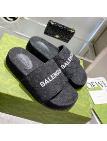 Balenciaga x Gucci GG Canvas Slide Sandals Black 2021 44
