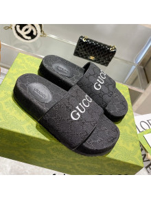 Gucci GG Canvas Slide Sandals Black 2021 46