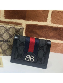 Gucci x Balenciaga BB Canvas Card Case Wallet 680385 Black 2022