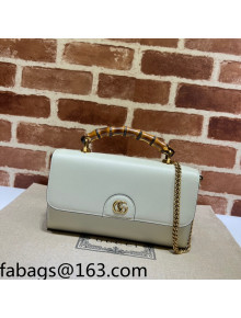Gucci Bamboo Leather Small Bag 675794 White 2022