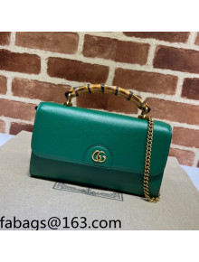 Gucci Bamboo Leather Small Bag 675794 Green 2022
