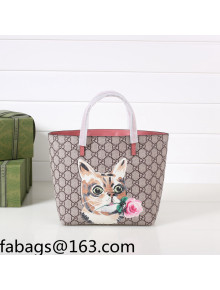 Gucci Children's GG Canvas Tote Bag with Cat Print 410812 Pink 2022 03