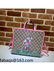 Gucci Children's GG Canvas Tote Bag with Rabbit Print 630542 Pink 2022