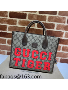 Gucci Tiger Print GG Canvas Small Tote bag ‎659983 Beige/Red/Brown 2022