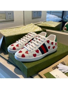 Gucci Ace Leather Sneakers with Red Heart 2022 09