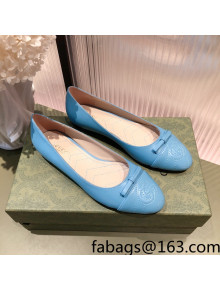 Gucci Leather Bow Ballet Flat Blue 2022 02