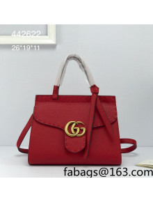 Gucci GG Marmont Medium Top Handle Bag in Grainy Calfskin 442622 Red 2022