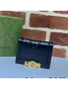 Gucci GG Leather Card Case Wallet 676150 Black 2022