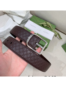 Gucci GG Leather Belt 4cm with Sqaure Buckle Brown 2022 03
