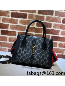 Gucci Jackie 1961 Medium Shoulder Bag in Black GG Denim Jacquard 685129 2022
