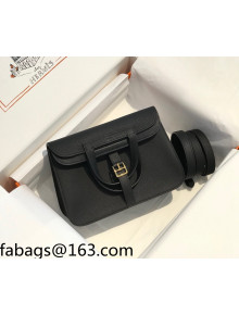 Hermes Halzan 25cm Bag in Togo Calfskin Leather Black/Gold 2021 04