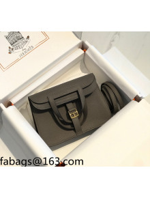 Hermes Halzan Mini 22cm Bag in Togo Calfskin Leather Tinware Grey/Gold 2021 11