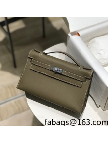 Hermes Kelly Pochette Bag 22cm Elephant Grey/Silver 2022 12