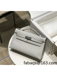 Hermes Kelly Pochette Bag 22cm Pearly Grey/Silver 2022 14