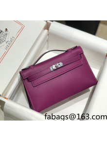 Hermes Kelly Pochette Bag 22cm Actiniae Purple//Silver 2022 01