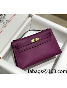 Hermes Kelly Pochette Bag 22cm Actiniae Purple/Gold 2022 02