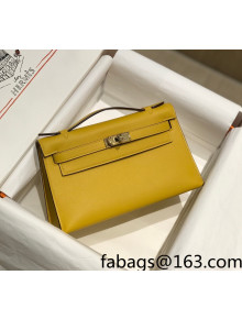 Hermes Kelly Pochette Bag 22cm Amber Yellow/Gold 2022 04